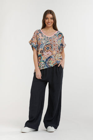 URBAN LUXURY Printed Top - Blue Shirts & Blouses - Zabecca Living