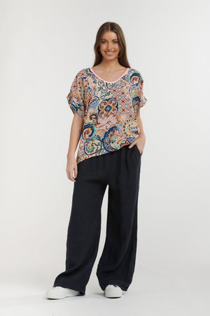 URBAN LUXURY Printed Top - Blue Shirts & Blouses - Zabecca Living