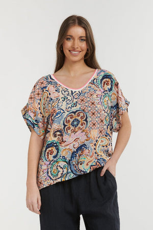 URBAN LUXURY Printed Top - Blue Shirts & Blouses - Zabecca Living