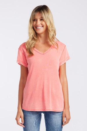 URBAN LUXURY Washed Tee - Coral Tee - Zabecca Living