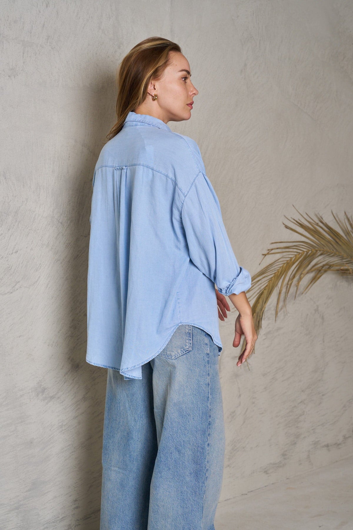 VALERIA LABEL Hamish Denim Shirt - Blue Shirts &amp; Blouses - Zabecca Living