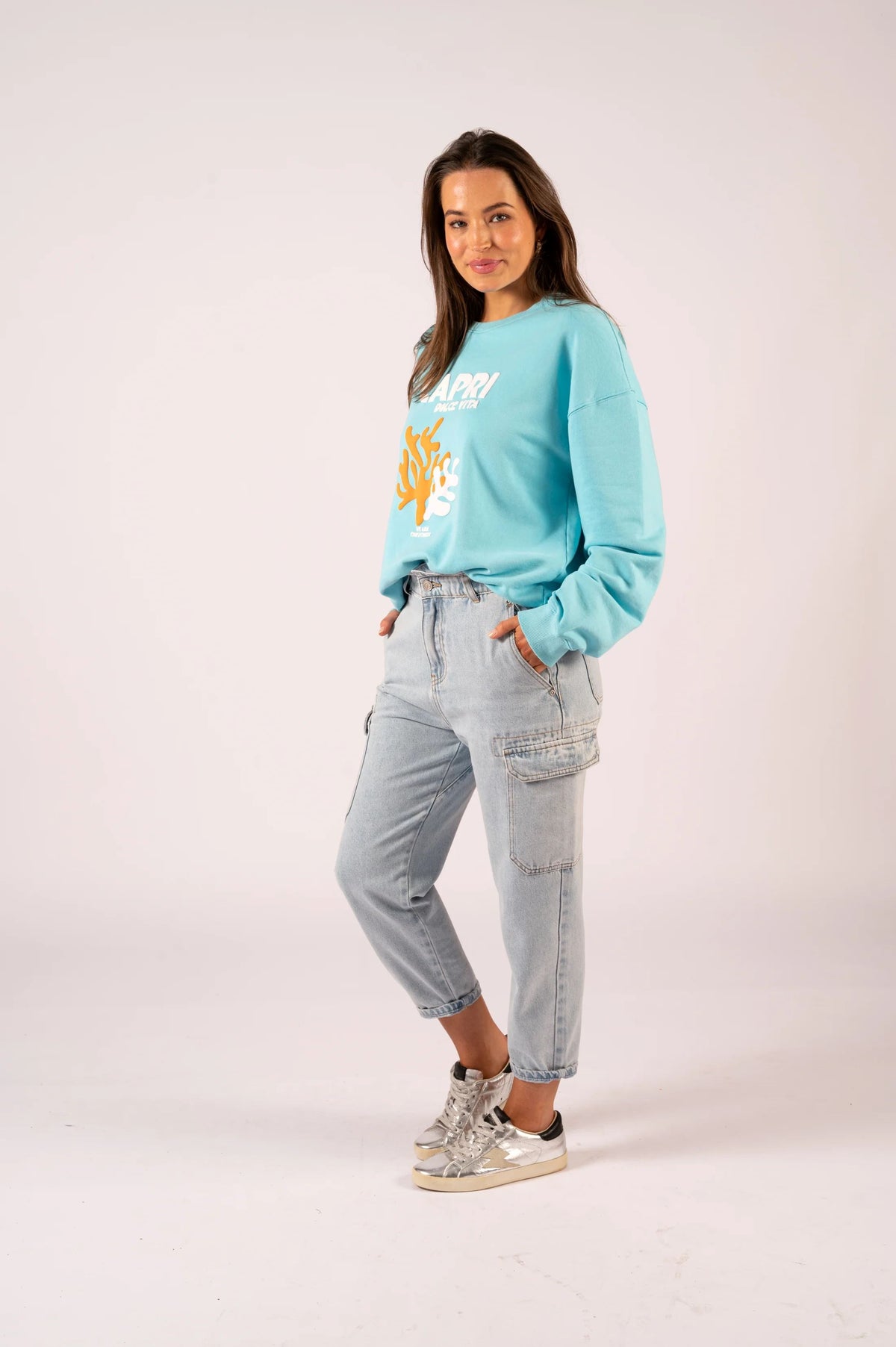 WE ARE THE OTHERS Chelsea Vintage Sweat - Soft Aqua Capri SWEATER - Zabecca Living