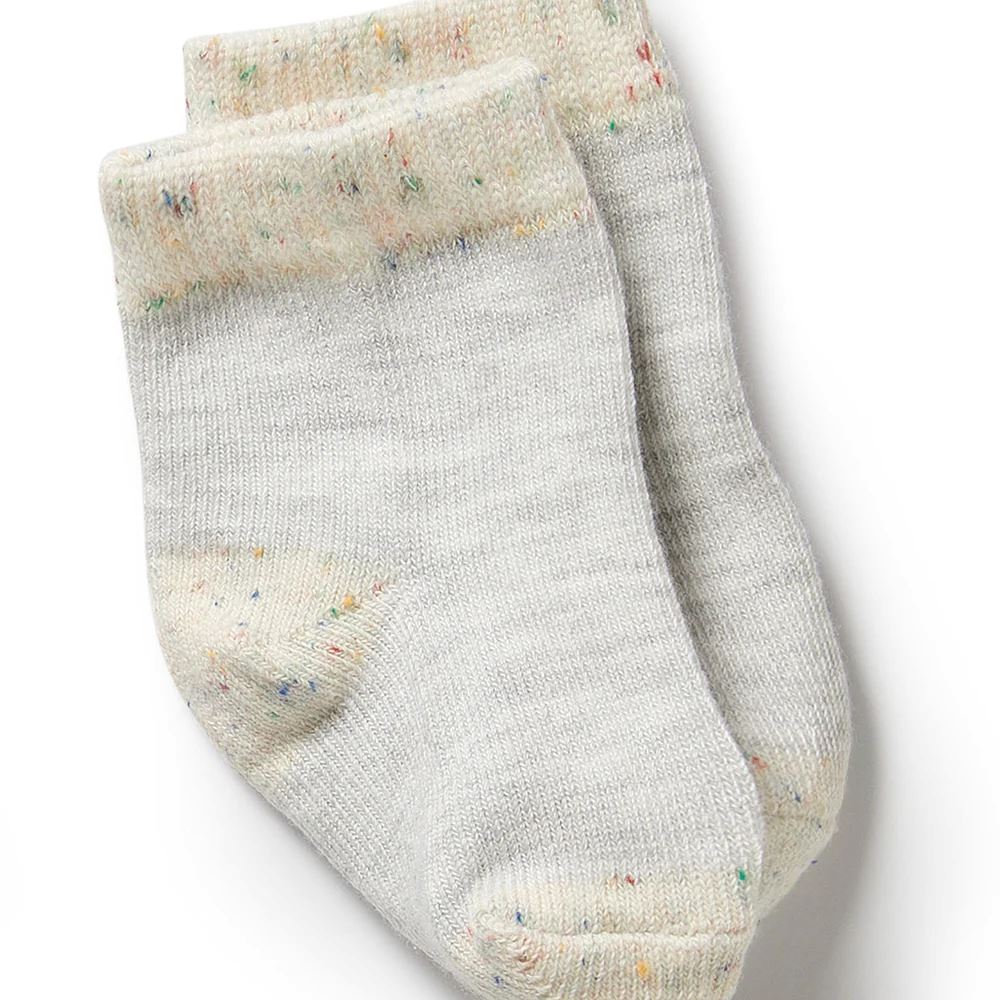 WILSON AND FRENCHY Organic 3 Pack Baby Socks - Cream/Oatmeal/Grey Cloud BABY CLOTHING - Zabecca Living