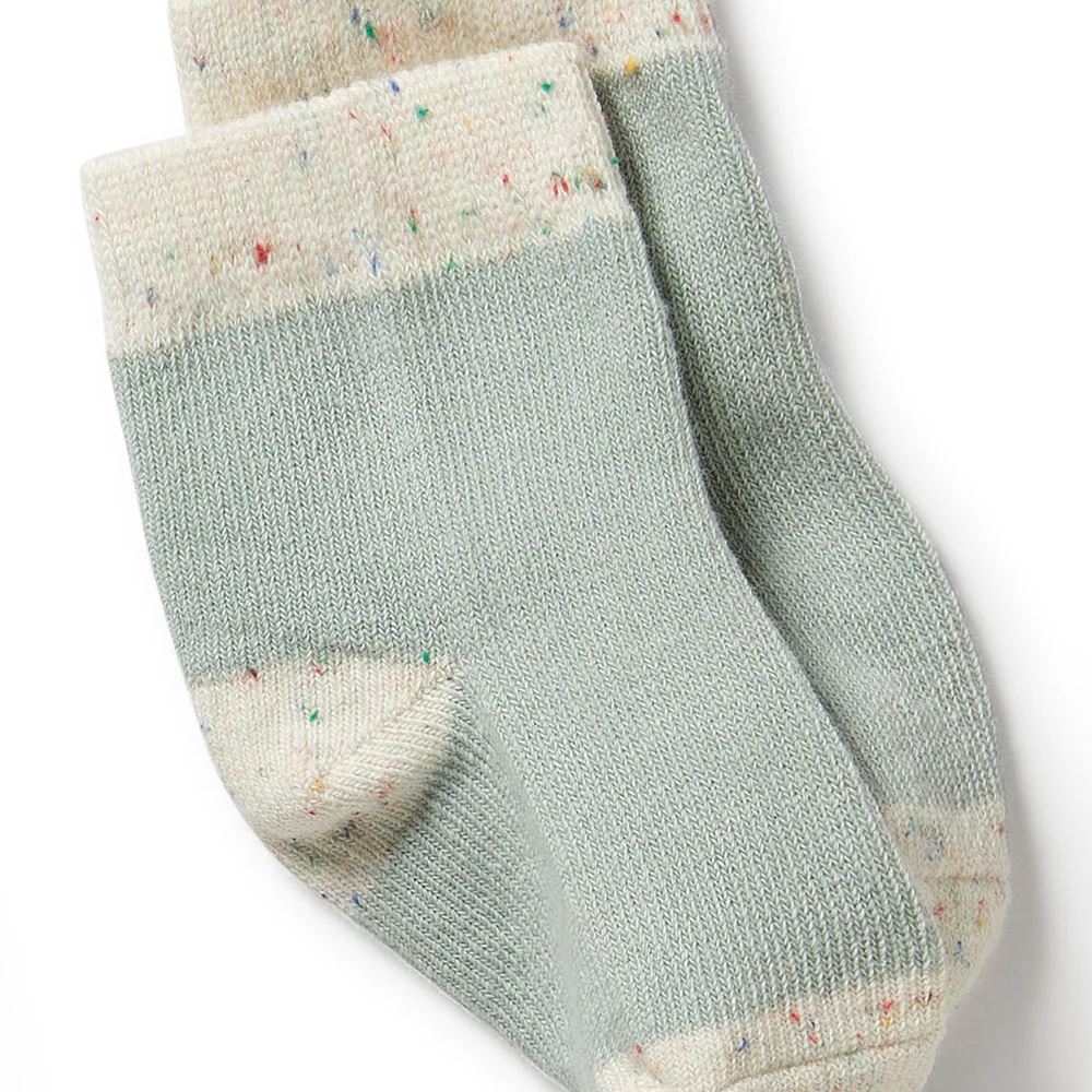 WILSON AND FRENCHY Organic 3 Pack Baby Socks - Mint Green/Cactus/Smoke Blue BABY CLOTHING - Zabecca Living