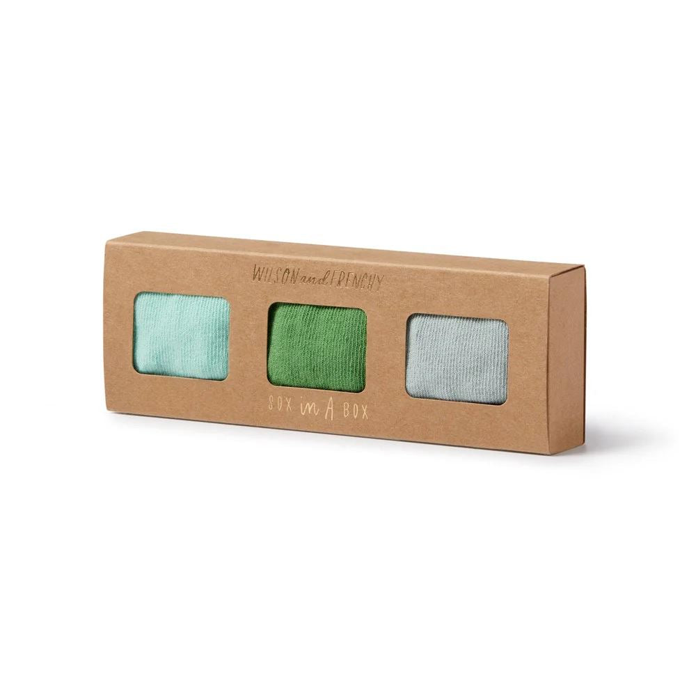 WILSON AND FRENCHY Organic 3 Pack Baby Socks - Mint Green/Cactus/Smoke Blue BABY CLOTHING - Zabecca Living