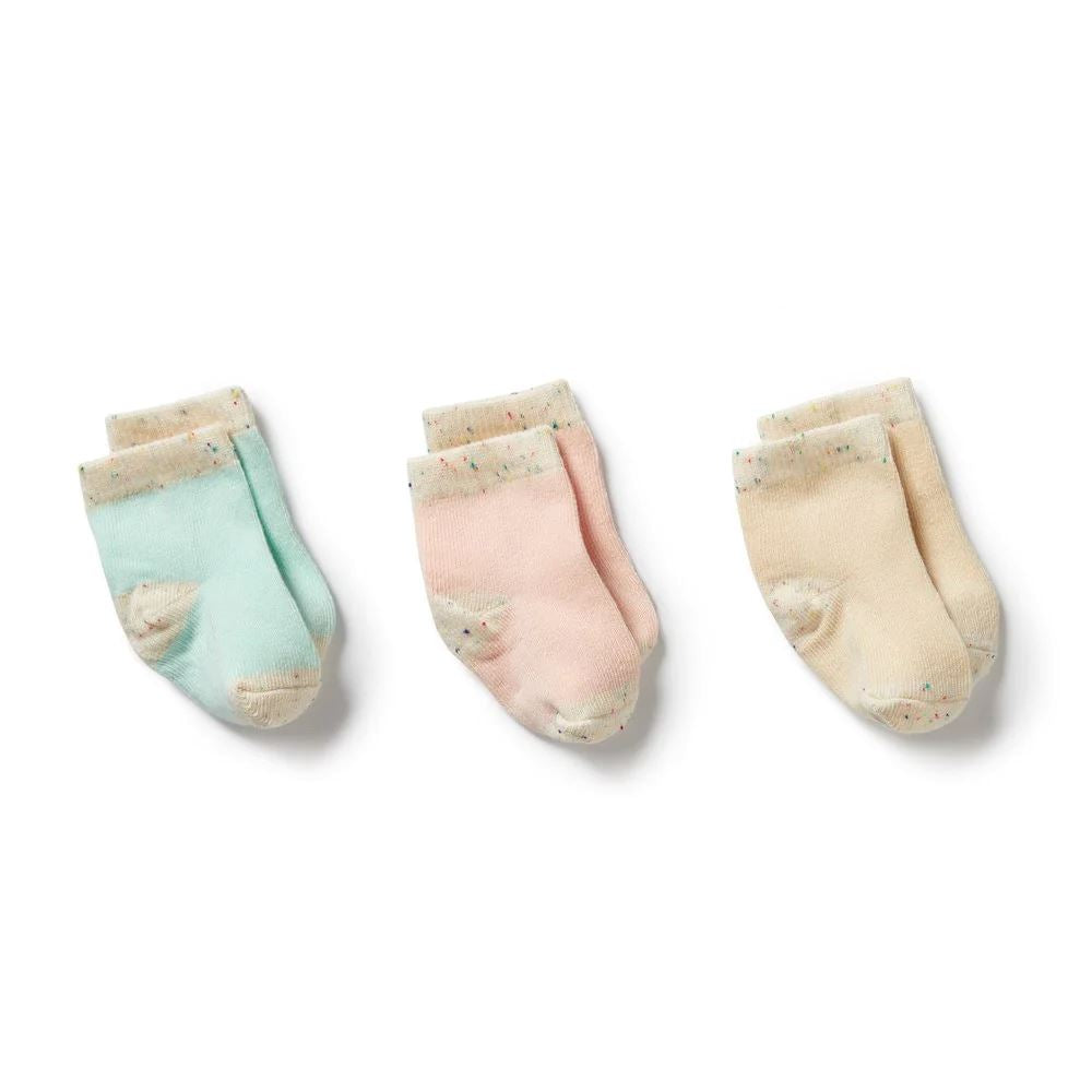 WILSON AND FRENCHY Organic 3 Pack Baby Socks - Mint Green/Cream/Pink BABY CLOTHING - Zabecca Living