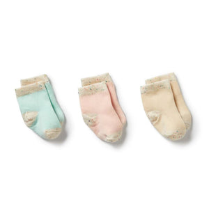 WILSON AND FRENCHY Organic 3 Pack Baby Socks - Mint Green/Cream/Pink BABY CLOTHING - Zabecca Living