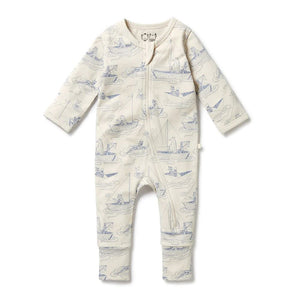 WILSON AND FRENCHY Zip Suit with Feet - Sail Away BABY CLOTHING - Zabecca Living