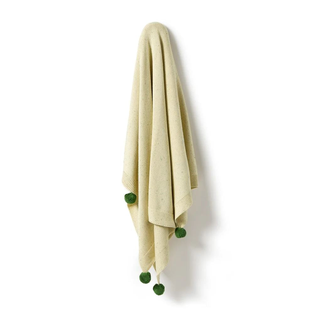 WILSON & FRENCHY Fleck Knitted Blanket - Cactus Fleck BABY BLANKET - Zabecca Living