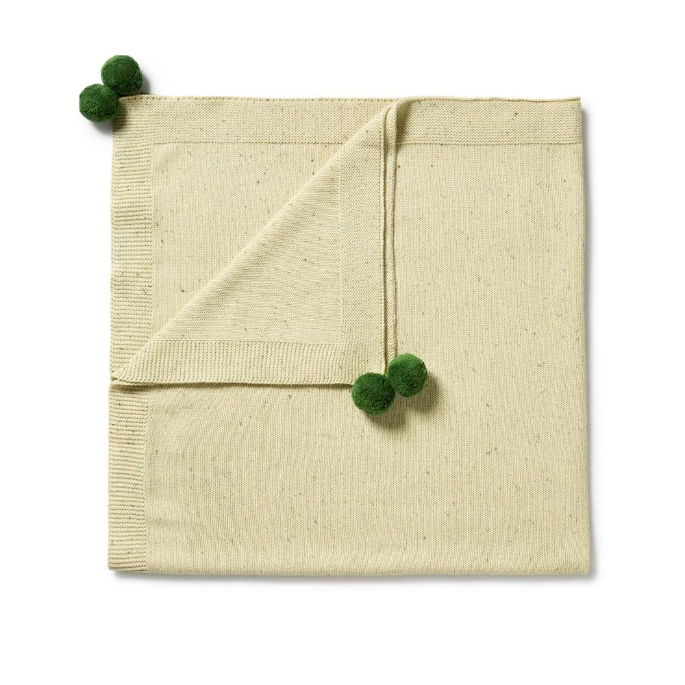 WILSON & FRENCHY Fleck Knitted Blanket - Cactus Fleck BABY BLANKET - Zabecca Living