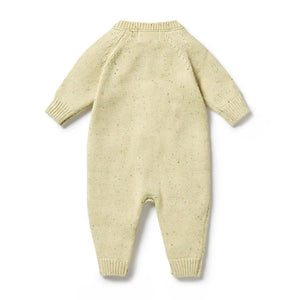 WILSON & FRENCHY Fleck Knitted Cable Growsuit - Cactus Fleck BABY CLOTHING - Zabecca Living