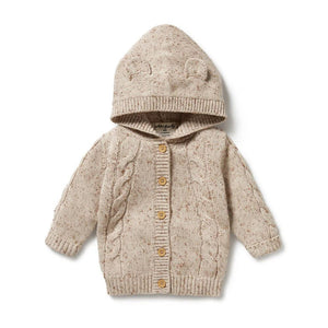 WILSON & FRENCHY Fleck Knitted Cable Jacket - Almond Fleck BABY CLOTHING - Zabecca Living