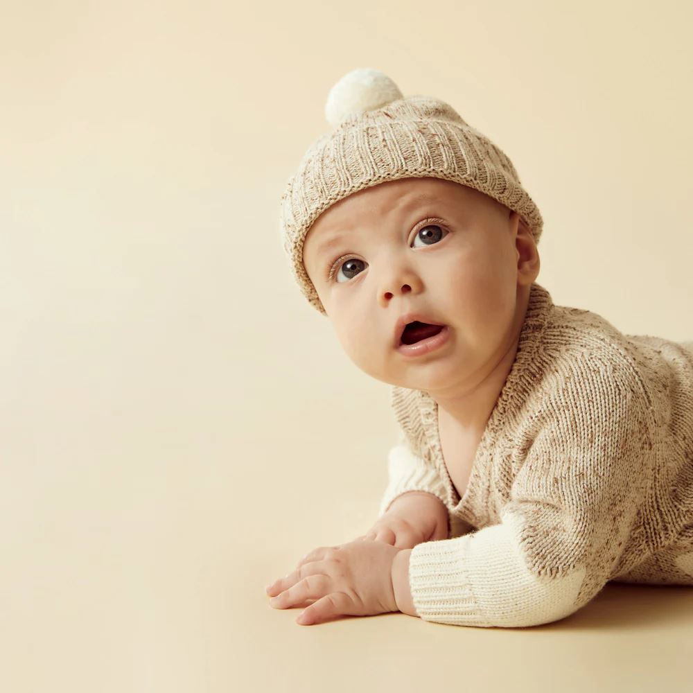 WILSON &amp; FRENCHY Fleck Knitted Jacquard Jumper - Almond Fleck BABY CLOTHING - Zabecca Living