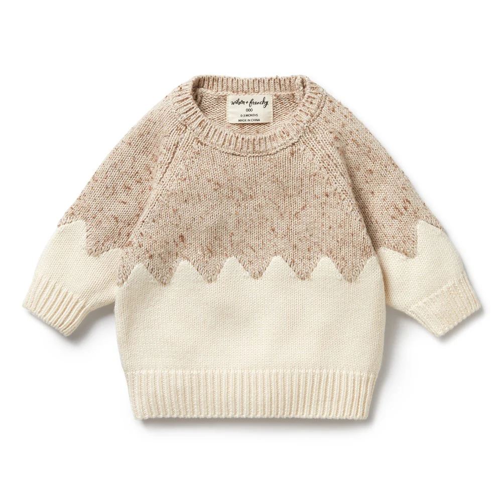 WILSON &amp; FRENCHY Fleck Knitted Jacquard Jumper - Almond Fleck BABY CLOTHING - Zabecca Living