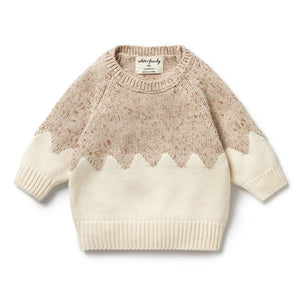 WILSON & FRENCHY Fleck Knitted Jacquard Jumper - Almond Fleck BABY CLOTHING - Zabecca Living