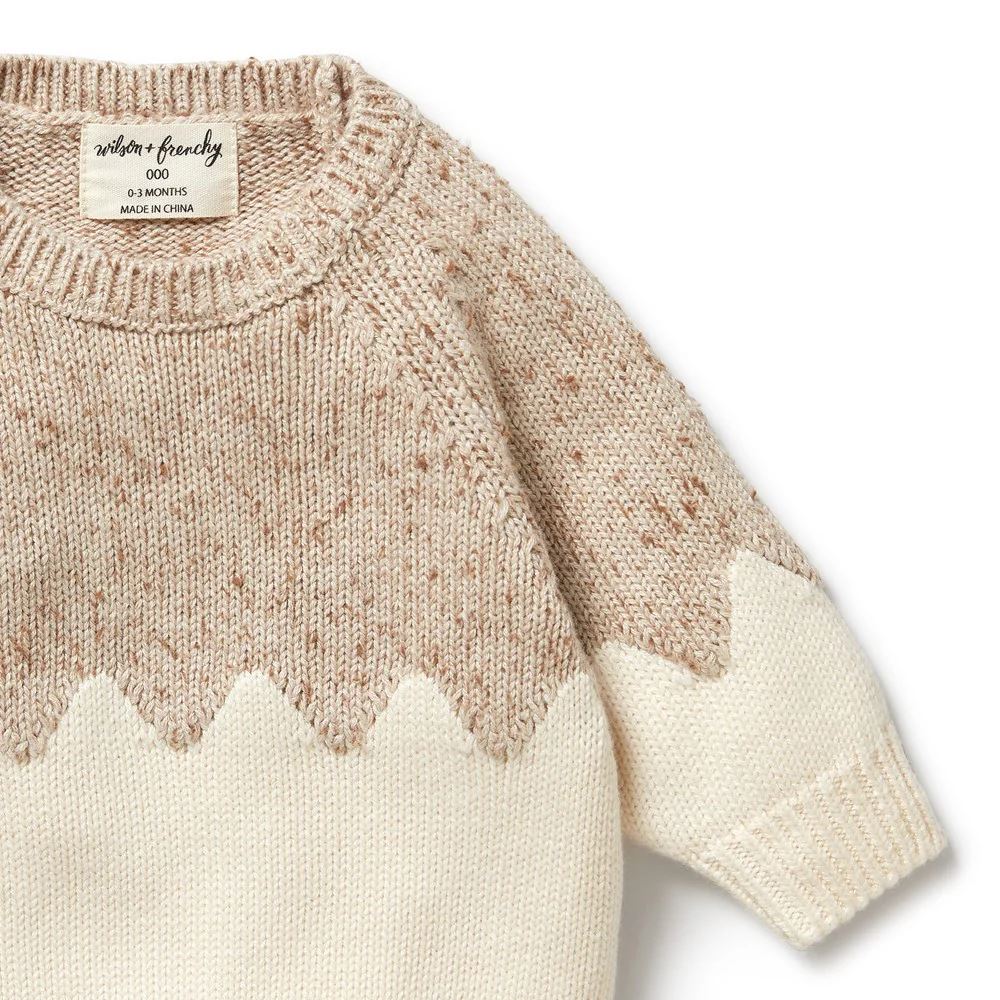 WILSON &amp; FRENCHY Fleck Knitted Jacquard Jumper - Almond Fleck BABY CLOTHING - Zabecca Living