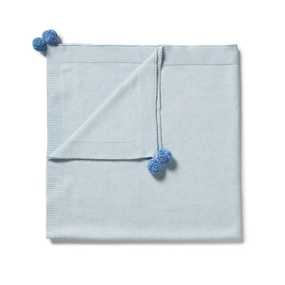 WILSON & FRENCHY Knitted Blanket - Bluebell BABY BLANKET - Zabecca Living