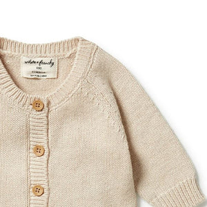 WILSON & FRENCHY Knitted Button Growsuit - Oatmeal Melange BABY CLOTHING - Zabecca Living