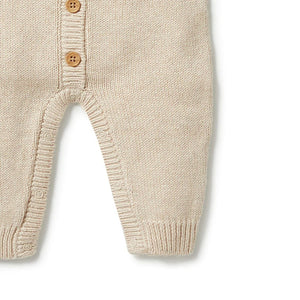 WILSON & FRENCHY Knitted Button Growsuit - Oatmeal Melange BABY CLOTHING - Zabecca Living