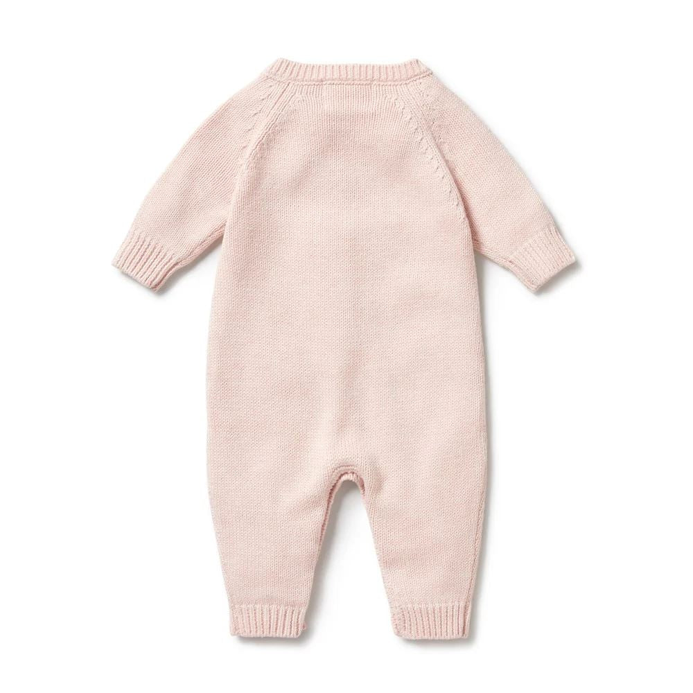 WILSON &amp; FRENCHY Knitted Cable Growsuit - Pink BABY CLOTHING - Zabecca Living