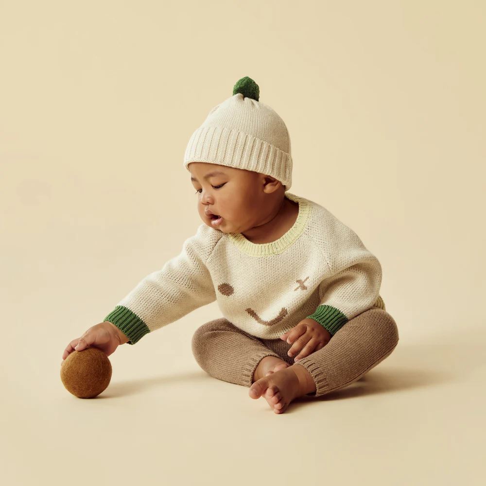 WILSON &amp; FRENCHY Knitted Jacquard Jumper - Almond BABY CLOTHING - Zabecca Living