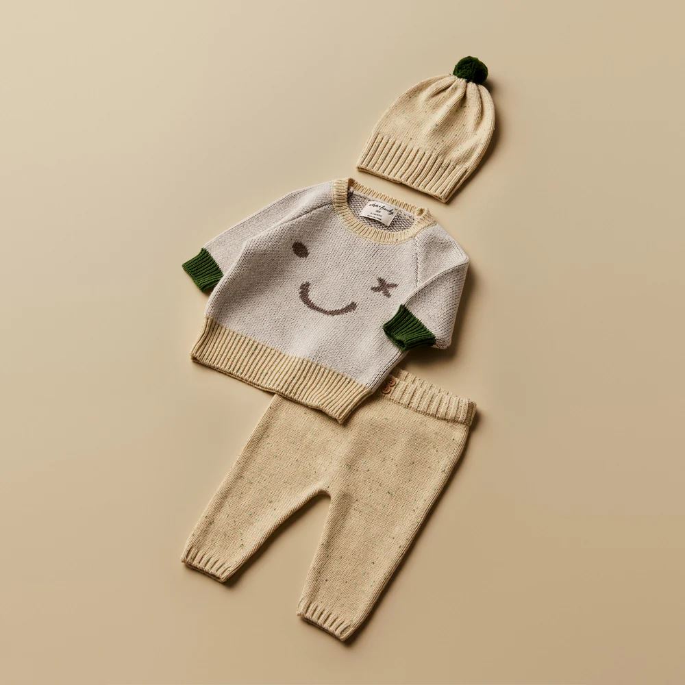 WILSON &amp; FRENCHY Knitted Jacquard Jumper - Almond BABY CLOTHING - Zabecca Living