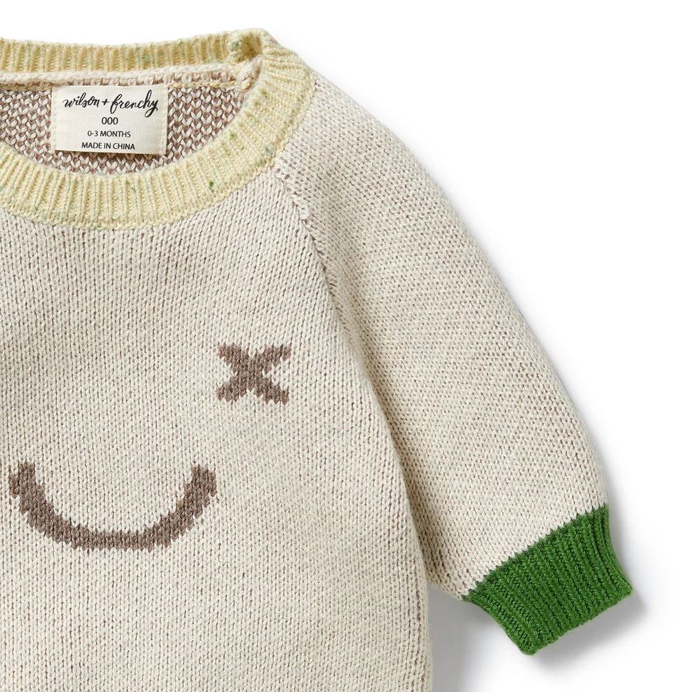 WILSON &amp; FRENCHY Knitted Jacquard Jumper - Almond BABY CLOTHING - Zabecca Living