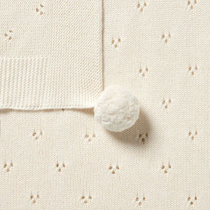 WILSON & FRENCHY Knitted Pointelle Blanket - Ecru BABY BLANKET - Zabecca Living