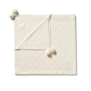 WILSON & FRENCHY Knitted Pointelle Blanket - Ecru BABY BLANKET - Zabecca Living