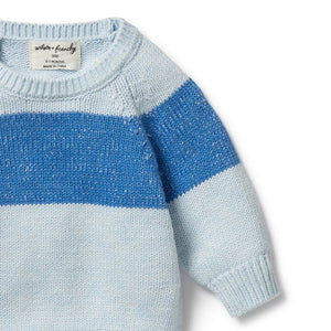 WILSON & FRENCHY Knitted Stripe Jumper - Bluebell BABY CLOTHING - Zabecca Living