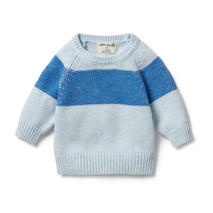 WILSON & FRENCHY Knitted Stripe Jumper - Bluebell BABY CLOTHING - Zabecca Living