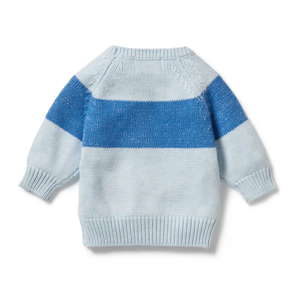 WILSON &amp; FRENCHY Knitted Stripe Jumper - Bluebell BABY CLOTHING - Zabecca Living