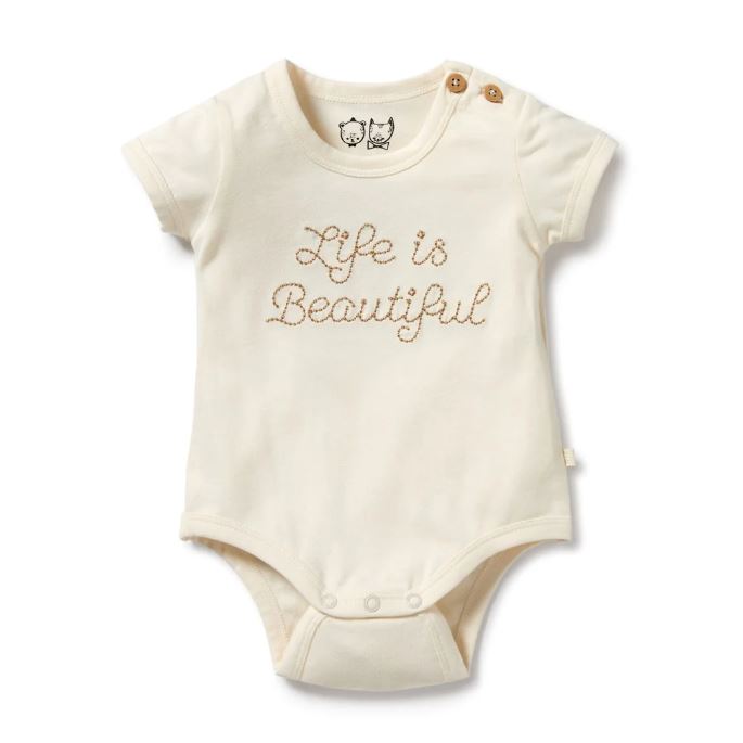 WILSON &amp; FRENCHY Organic Bodysuit - Life Is Beautiful BABY CLOTHING - Zabecca Living