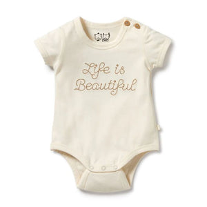 WILSON & FRENCHY Organic Bodysuit - Life Is Beautiful BABY CLOTHING - Zabecca Living