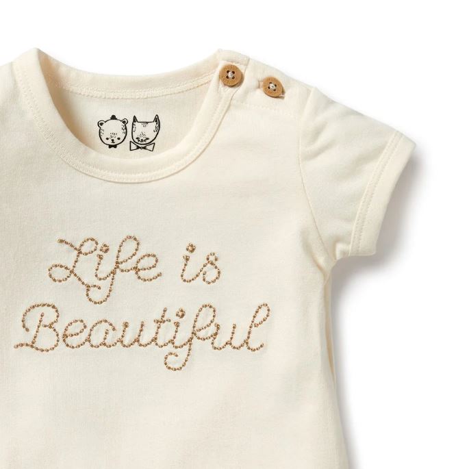 WILSON &amp; FRENCHY Organic Bodysuit - Life Is Beautiful BABY CLOTHING - Zabecca Living