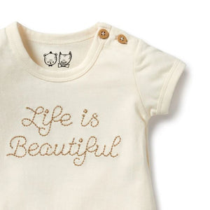 WILSON & FRENCHY Organic Bodysuit - Life Is Beautiful BABY CLOTHING - Zabecca Living