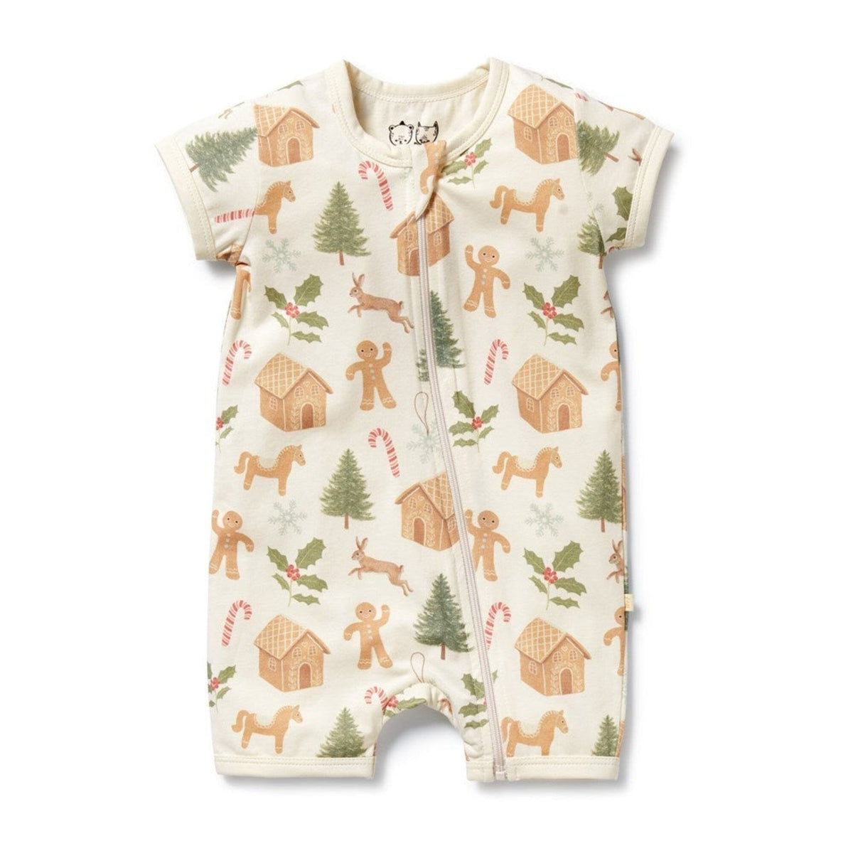 WILSON &amp; FRENCHY Organic Boyleg Zipsuit - Holly Jolly Magic Toddler Clothing - Zabecca Living
