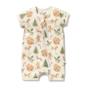 WILSON & FRENCHY Organic Boyleg Zipsuit - Holly Jolly Magic Toddler Clothing - Zabecca Living