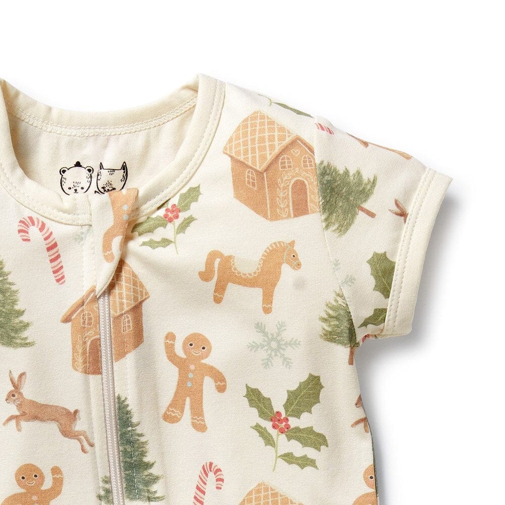 WILSON &amp; FRENCHY Organic Boyleg Zipsuit - Holly Jolly Magic Toddler Clothing - Zabecca Living