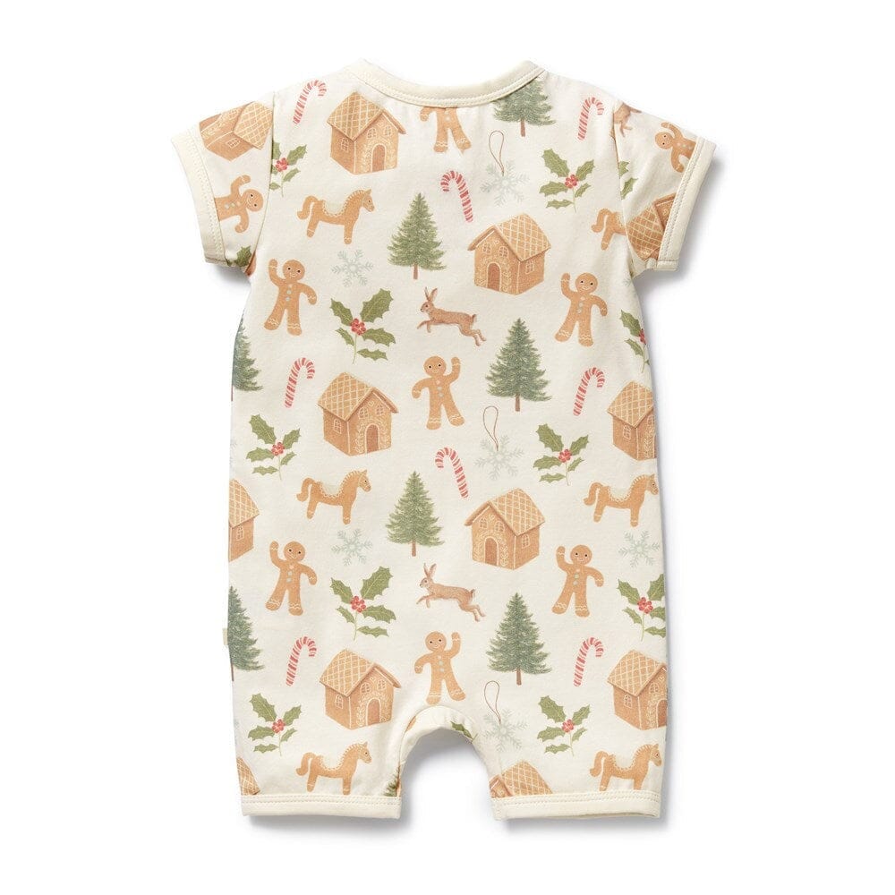 WILSON &amp; FRENCHY Organic Boyleg Zipsuit - Holly Jolly Magic Toddler Clothing - Zabecca Living
