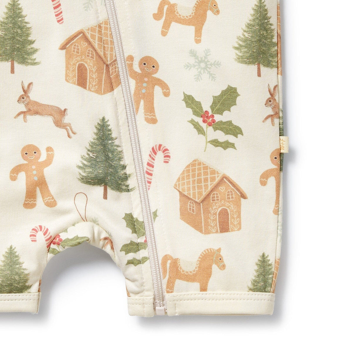 WILSON &amp; FRENCHY Organic Boyleg Zipsuit - Holly Jolly Magic Toddler Clothing - Zabecca Living