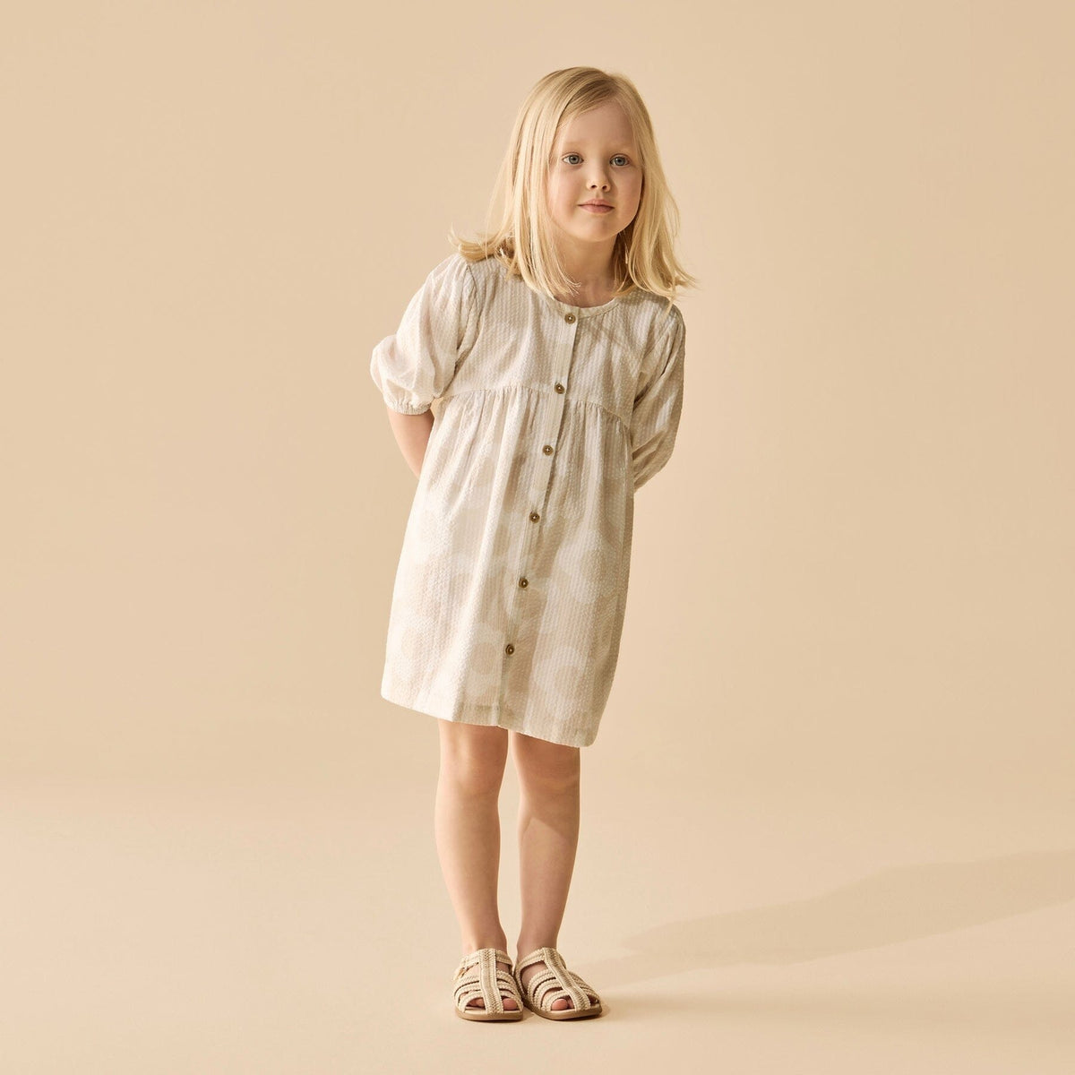WILSON &amp; FRENCHY Organic Button Dress - Daisy Bloom Toddler Clothing - Zabecca Living