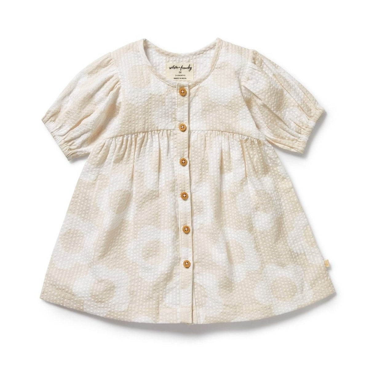 WILSON &amp; FRENCHY Organic Button Dress - Daisy Bloom Toddler Clothing - Zabecca Living
