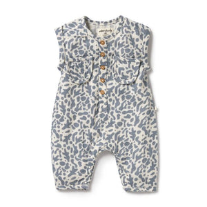 WILSON & FRENCHY Organic Crinkle Growsuit - Blue Coral BABY CLOTHING - Zabecca Living