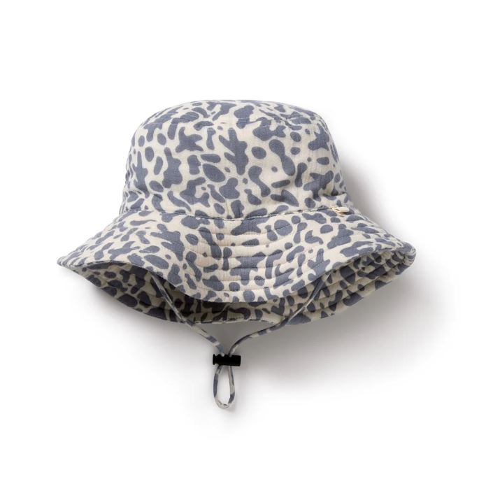 WILSON &amp; FRENCHY Organic Crinkle Sun Hat - Blue Coral Baby Hat - Zabecca Living
