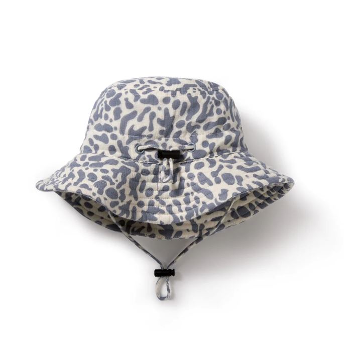 WILSON &amp; FRENCHY Organic Crinkle Sun Hat - Blue Coral Baby Hat - Zabecca Living