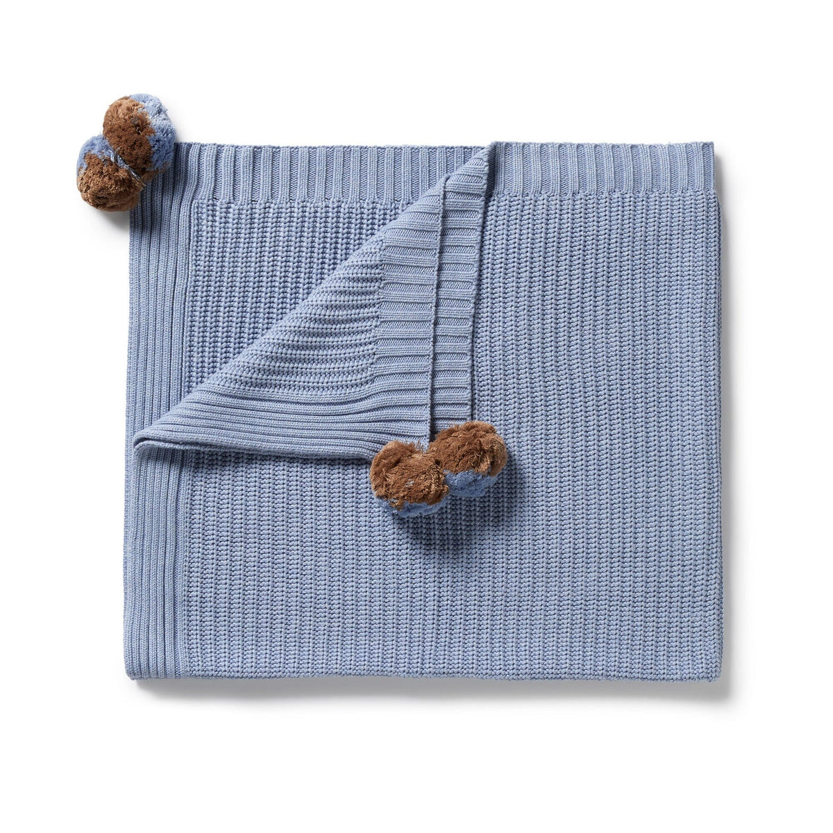 WILSON & FRENCHY Organic Knitted Blanket - Blue Speckle BABY BLANKET - Zabecca Living