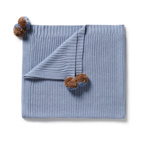 WILSON & FRENCHY Organic Knitted Blanket - Blue Speckle BABY BLANKET - Zabecca Living