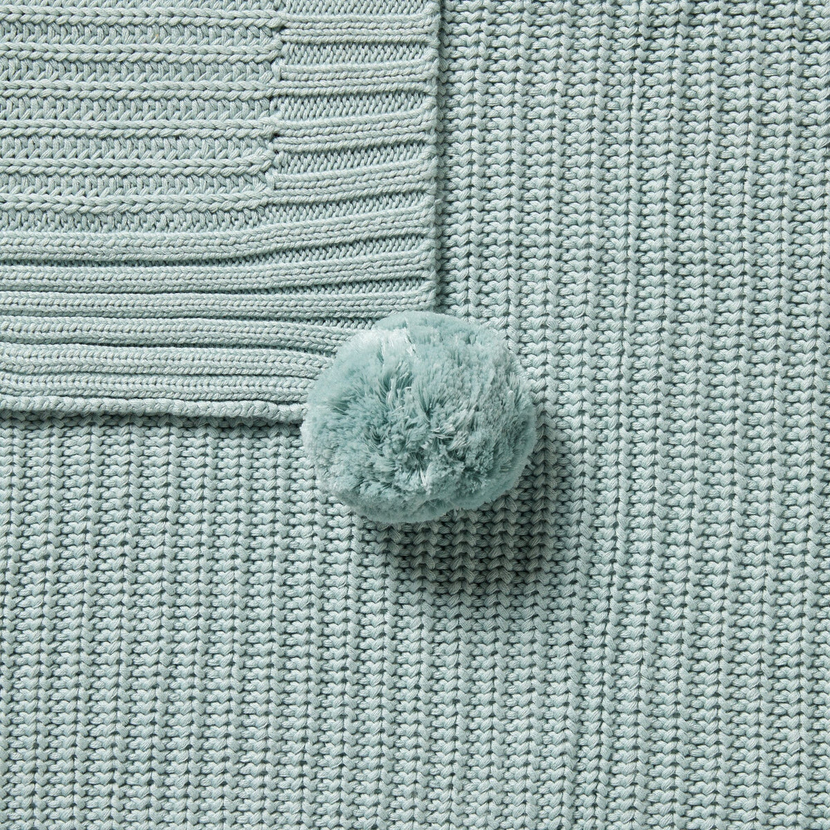 WILSON &amp; FRENCHY Organic Knitted Blanket - Duck Egg BABY BLANKET - Zabecca Living