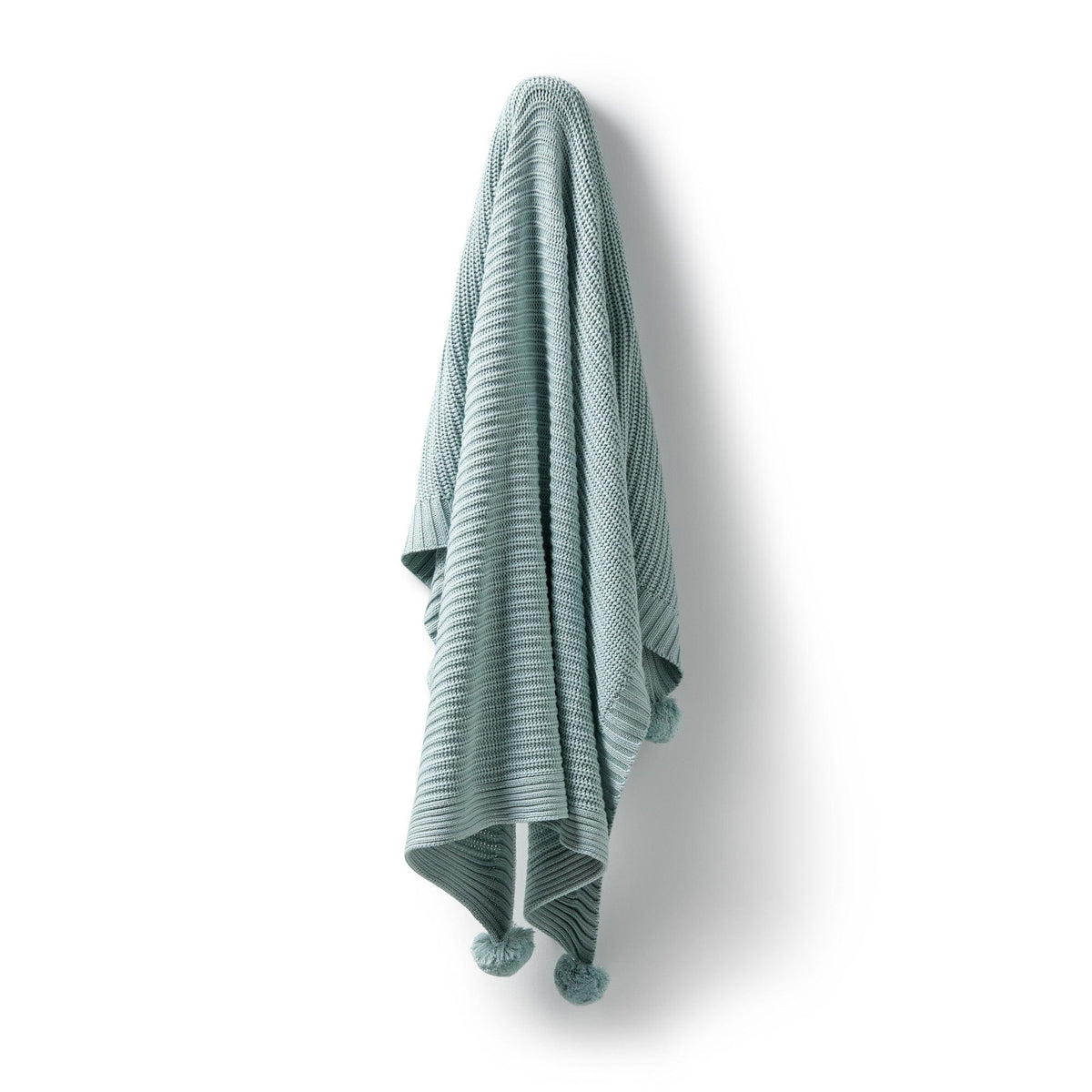 WILSON &amp; FRENCHY Organic Knitted Blanket - Duck Egg BABY BLANKET - Zabecca Living